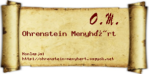 Ohrenstein Menyhért névjegykártya